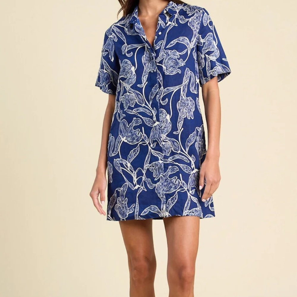 Trovata California Birds of Paradis Dana Linen Dress